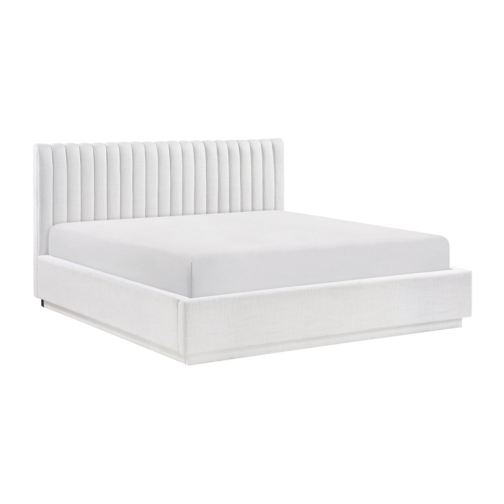 Textured Fabric Platform Bed, Cal King