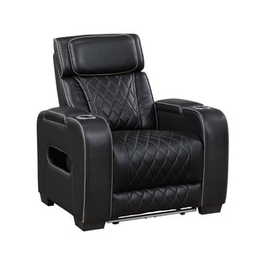 Faux Leather Power Reclining Chair with Power Headrest and Storage Arms