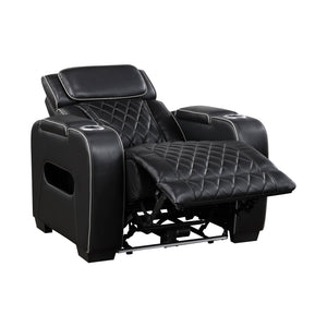 Faux Leather Power Reclining Chair with Power Headrest and Storage Arms