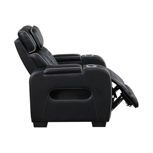 Faux Leather Power Reclining Chair with Power Headrest and Storage Arms