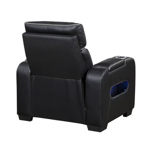 Faux Leather Power Reclining Chair with Power Headrest and Storage Arms