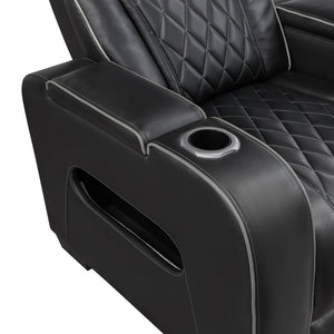 Faux Leather Power Reclining Chair with Power Headrest and Storage Arms