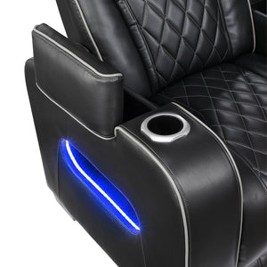 Faux Leather Power Reclining Chair with Power Headrest and Storage Arms