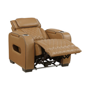 Faux Leather Power Reclining Chair with Power Headrest and Storage Arms