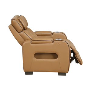 Faux Leather Power Reclining Chair with Power Headrest and Storage Arms