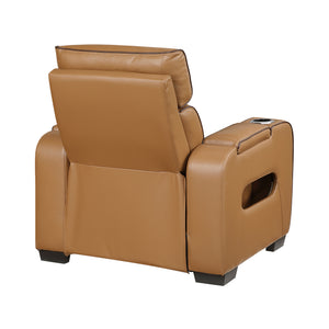 Faux Leather Power Reclining Chair with Power Headrest and Storage Arms