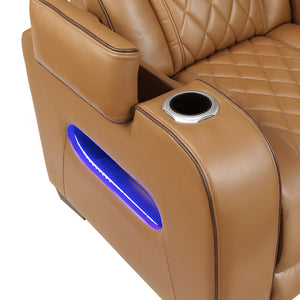 Faux Leather Power Reclining Chair with Power Headrest and Storage Arms