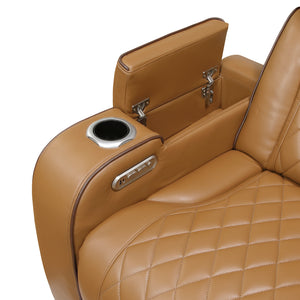 Faux Leather Power Reclining Chair with Power Headrest and Storage Arms