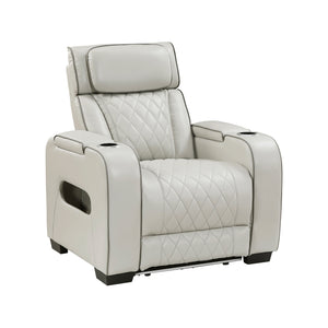 Faux Leather Power Reclining Chair with Power Headrest and Storage Arms