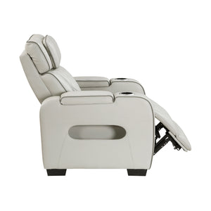 Faux Leather Power Reclining Chair with Power Headrest and Storage Arms