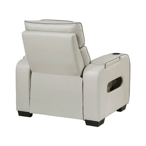 Faux Leather Power Reclining Chair with Power Headrest and Storage Arms