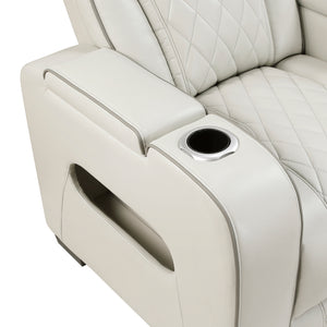 Faux Leather Power Reclining Chair with Power Headrest and Storage Arms