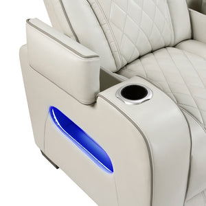 Faux Leather Power Reclining Chair with Power Headrest and Storage Arms