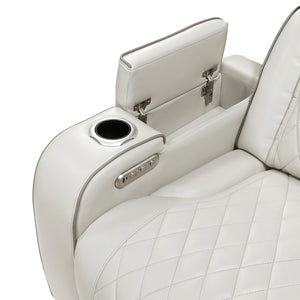 Faux Leather Power Reclining Chair with Power Headrest and Storage Arms