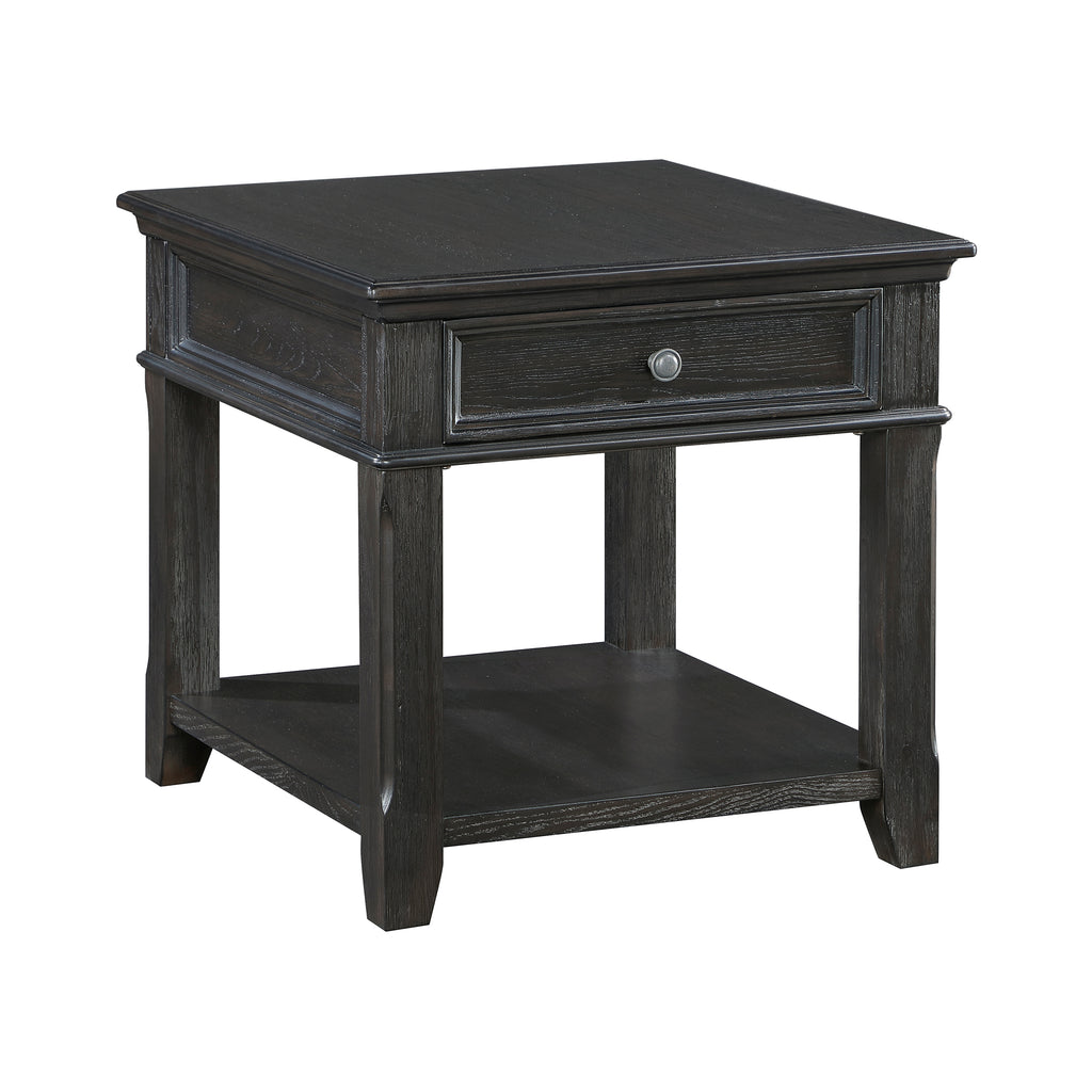Charcoal Finish End Table with Drawer