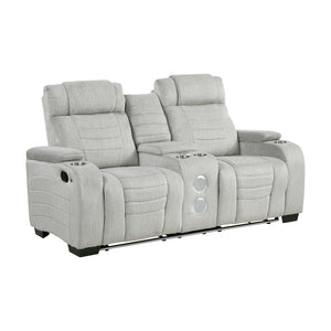 Textured Microfiber Double Reclining Loveseat