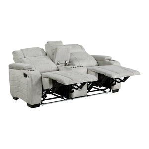 Textured Microfiber Double Reclining Loveseat