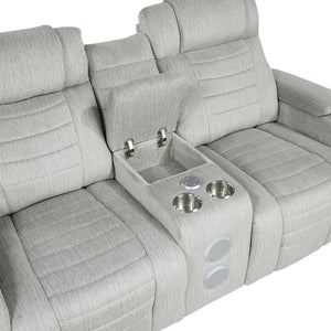 Textured Microfiber Double Reclining Loveseat