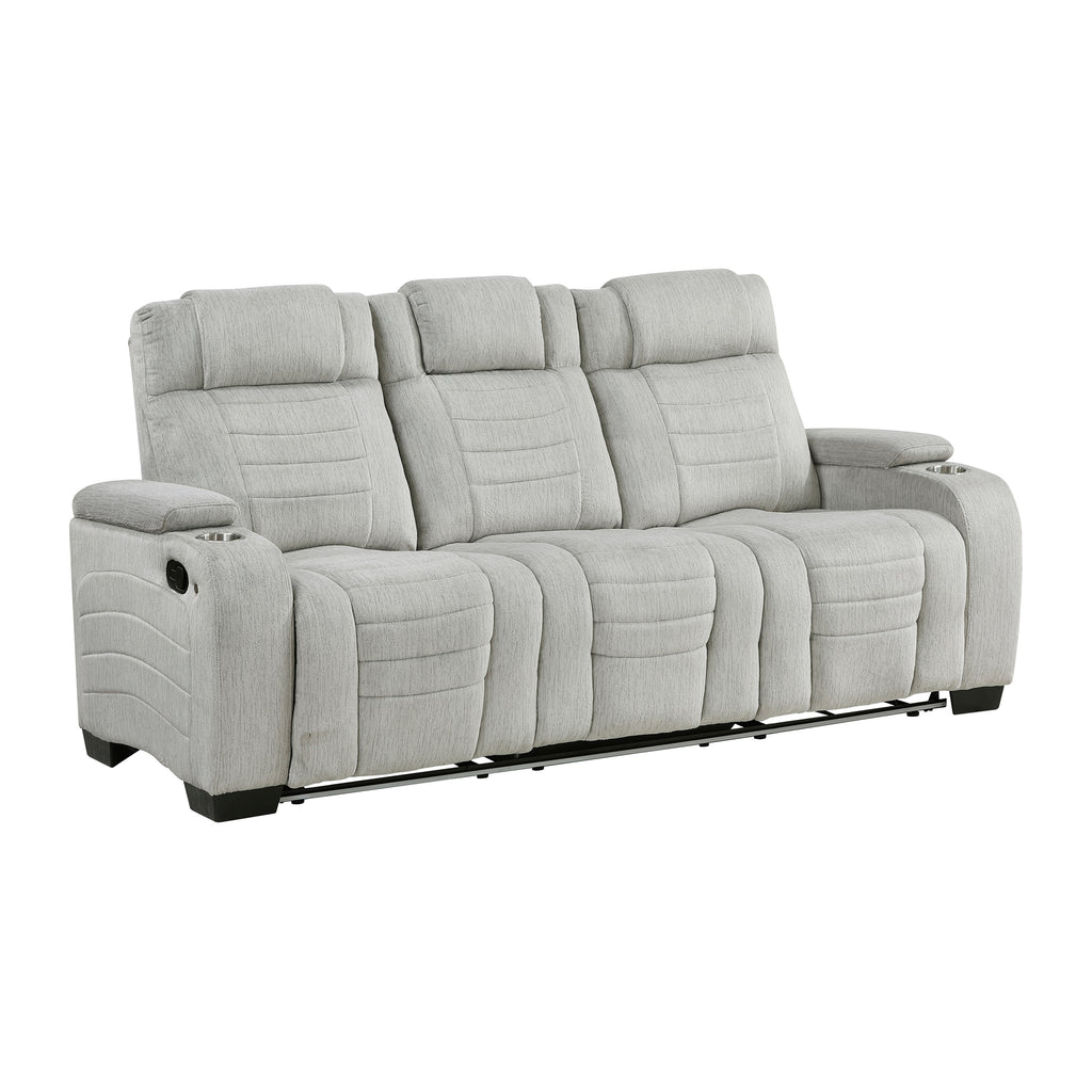 Textured Microfiber Double Reclining Sofa