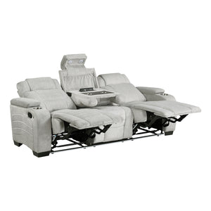 Textured Microfiber Double Reclining Sofa
