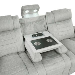 Textured Microfiber Double Reclining Sofa