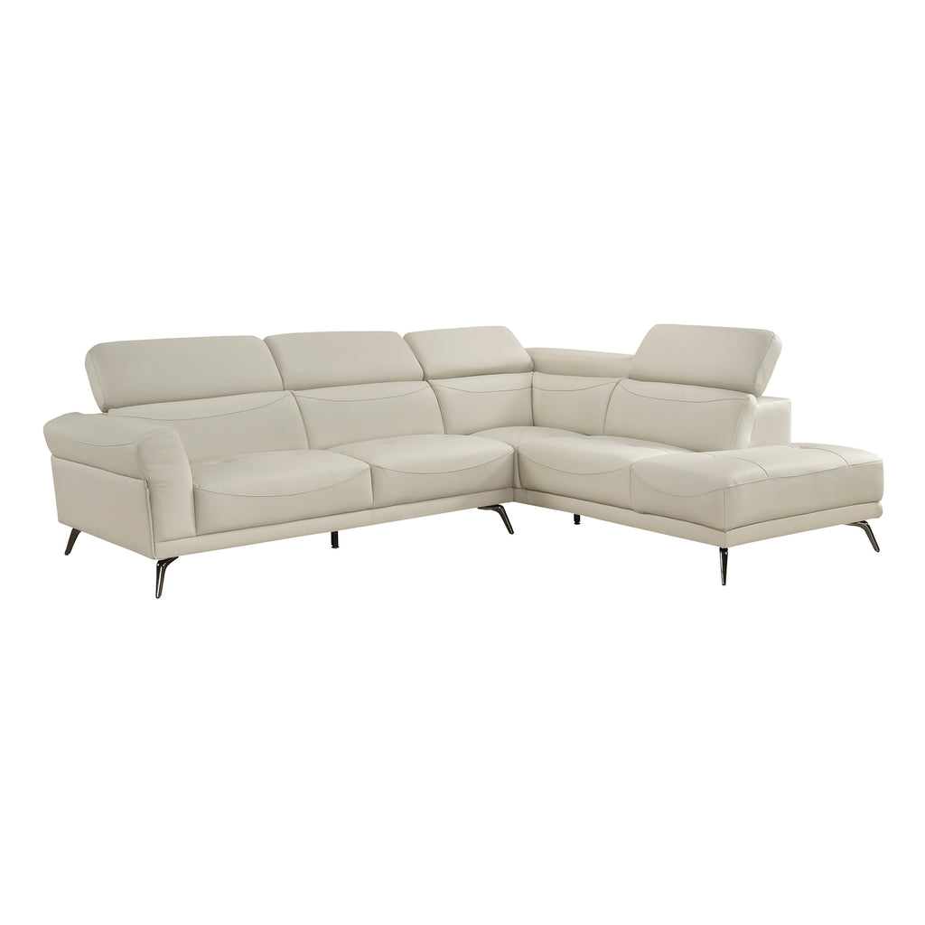 Leather Match 2-Piece Sectional with Right Side Chaise