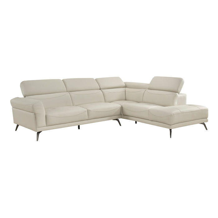 Leather Match 2-Piece Sectional with Right Side Chaise