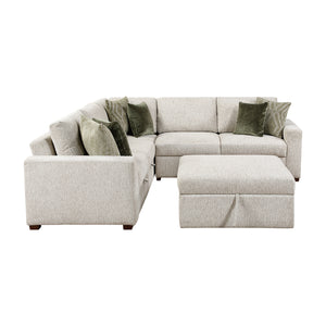 Textured Microfiber 4-Piece Sectional with Pull-out Bed and Ottoman