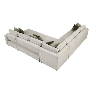 Textured Microfiber 5-Piece Sectional with Reversible Chaise and Pull-out Bed
