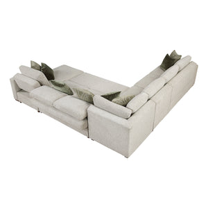 Textured Microfiber 5-Piece Sectional with Reversible Chaise and Pull-out Bed