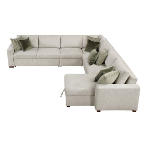 Textured Microfiber 5-Piece Sectional with Reversible Chaise