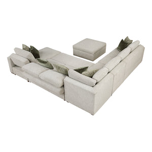 Textured Microfiber 6-Piece Sectional with Reversible Chaise, Pull-out Bed and Ottoman
