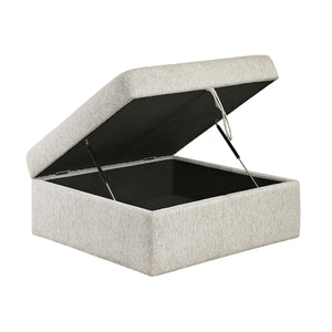 Textured Microfiber Storage Ottoman with Casters