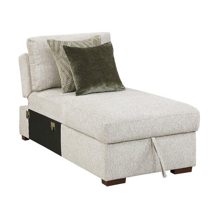 Textured Microfiber Armless Convertible Storage Chaise