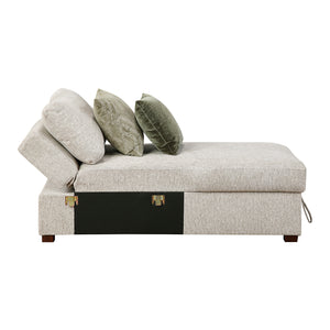 Textured Microfiber Armless Convertible Storage Chaise