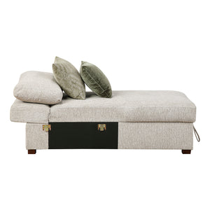 Textured Microfiber Armless Convertible Storage Chaise