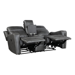 Polished Microfiber Power Double Reclining Loveseat