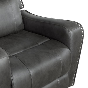 Polished Microfiber Power Double Reclining Loveseat
