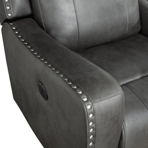 Polished Microfiber Power Double Reclining Loveseat