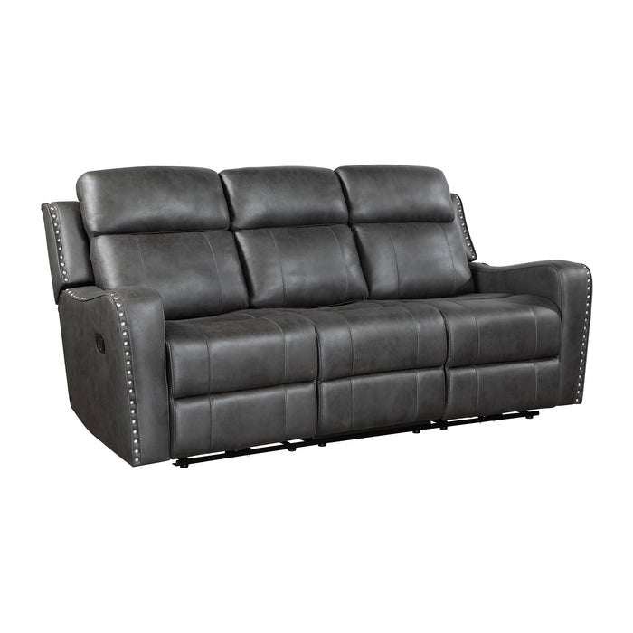 Polished Microfiber Manual Double Reclining Sofa