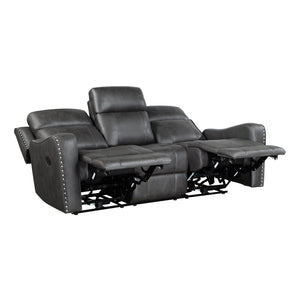 Polished Microfiber Manual Double Reclining Sofa