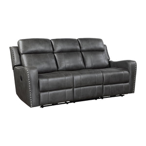 Polished Microfiber Power Double Reclining Sofa