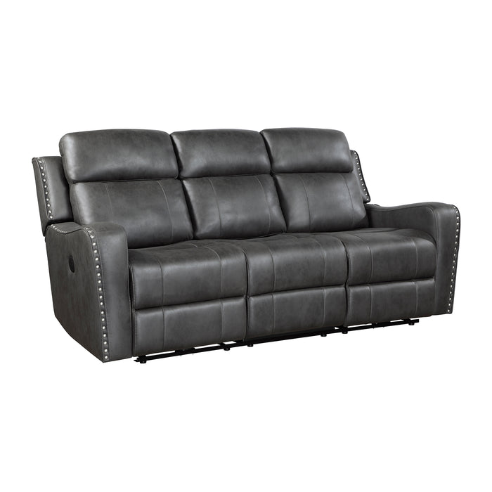 Polished Microfiber Power Double Reclining Sofa