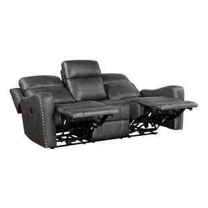Polished Microfiber Power Double Reclining Sofa