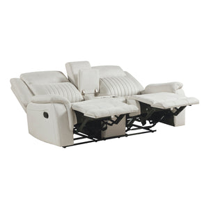 Polished Microfiber Double Reclining Loveseat with Console
