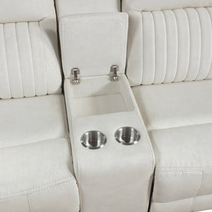 Polished Microfiber Double Reclining Loveseat with Console