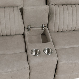 Polished Microfiber Double Reclining Loveseat with Console