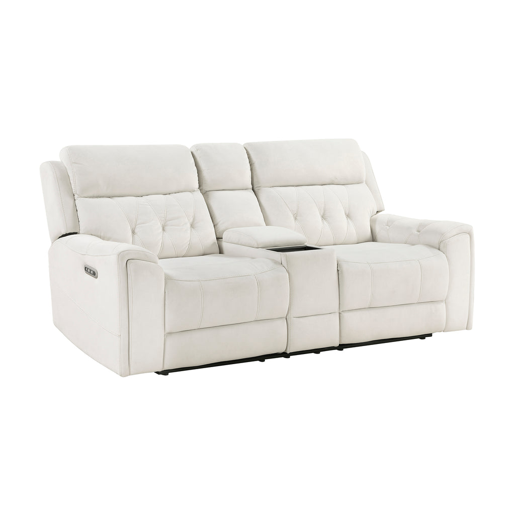 Polished Microfiber Power Double Reclining Loveseat