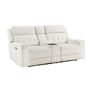 Polished Microfiber Power Double Reclining Loveseat