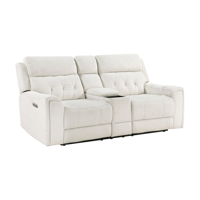 Polished Microfiber Power Double Reclining Loveseat